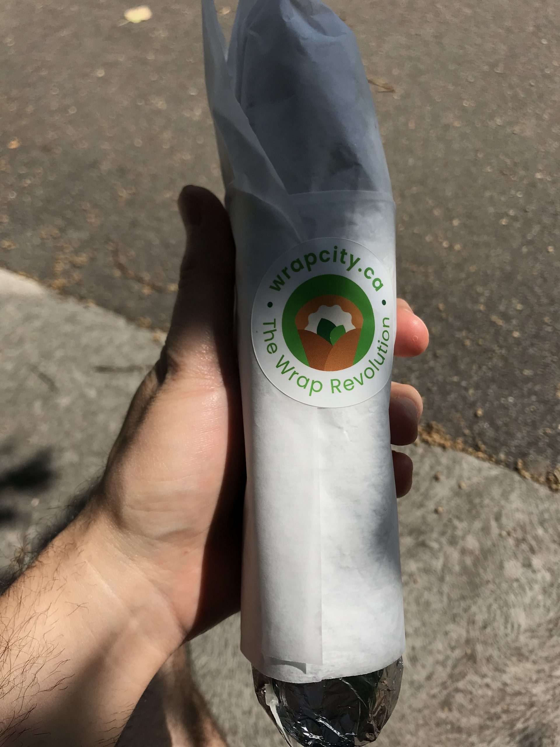 Wrap City's Halifax-style donair, still in wrapper
